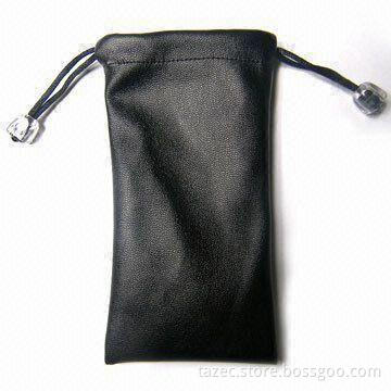 Mobile Phone Vertical Lanyard Cotton Bag with Cloth Tag, Made of Leather